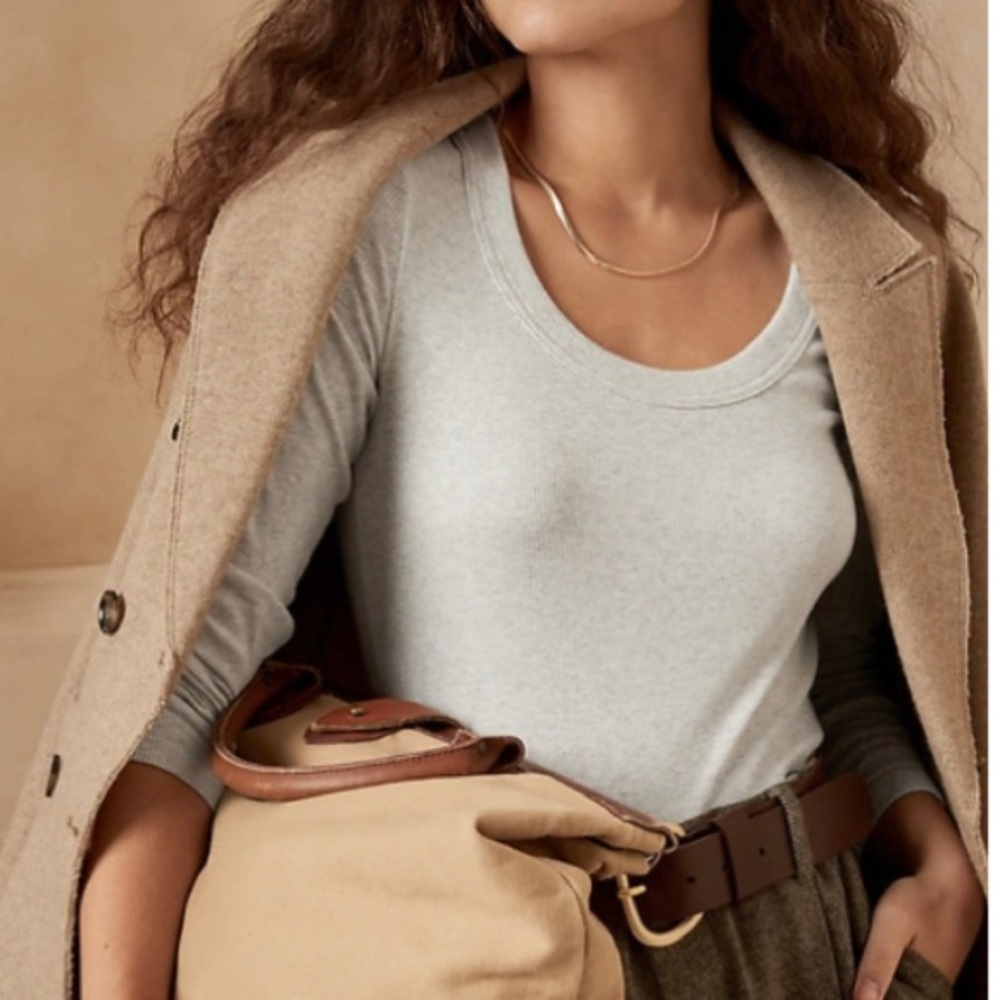 Ribbed Scoop-Neck T-Shirt